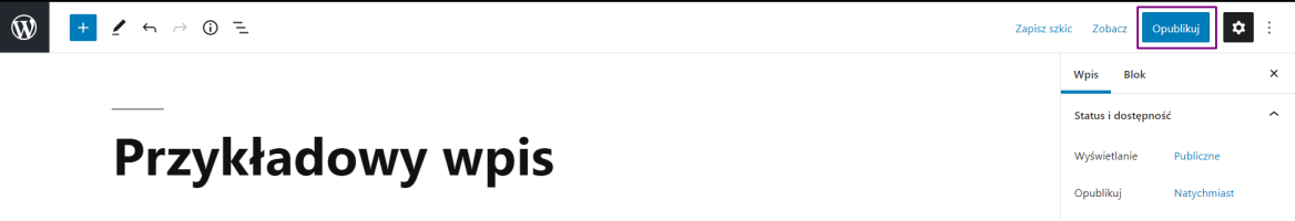 Publikowanie nowego posta WordPress